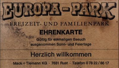 Le premier billet d'entrée d'Europa-Park !